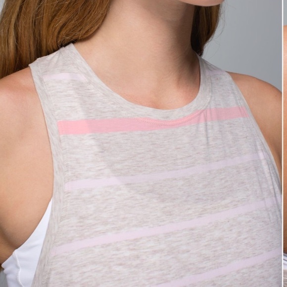 Lululemon All Tied Up Tank Pop Stripe Heathered Dune / Heathered Dune Sz 6 - Picture 3 of 12